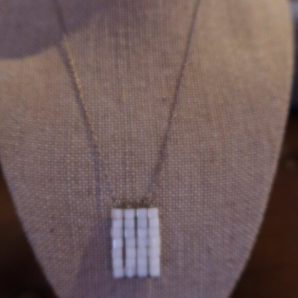 White square bead and sterling silver Sherzada necklace pendant 14.5"-17.5" - Picture 4 of 16